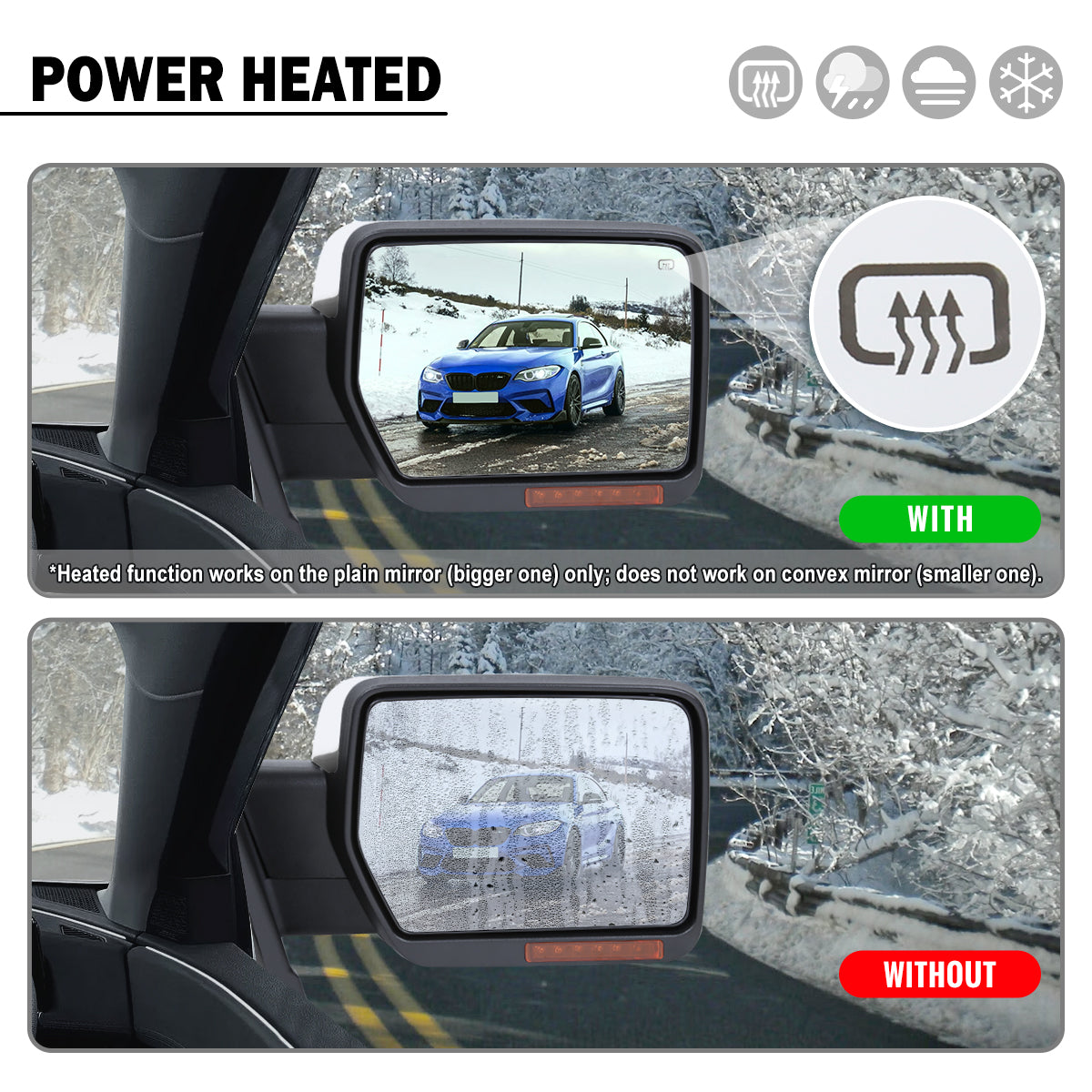 2007-2014 Ford F150 Foldable Side Mirrors Pair | Chrome Caps