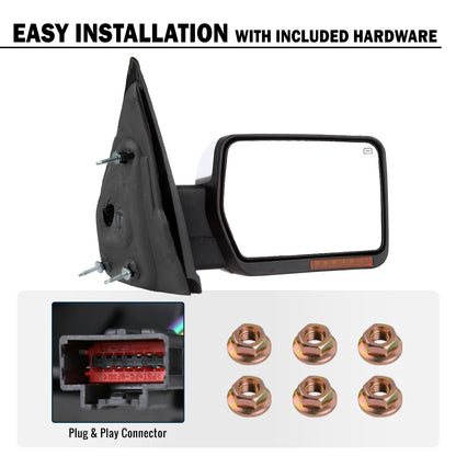 2007-2014 Ford F150 Foldable Side Mirrors Pair | Chrome Caps