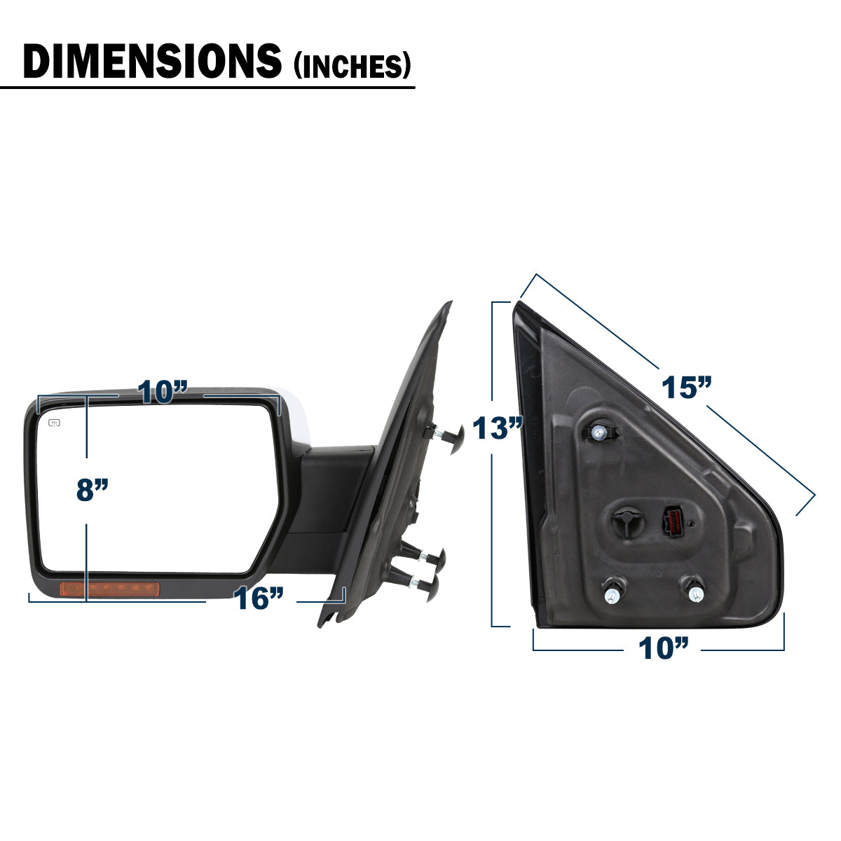 2007-2014 Ford F150 Foldable Side Mirrors Pair | Chrome Caps