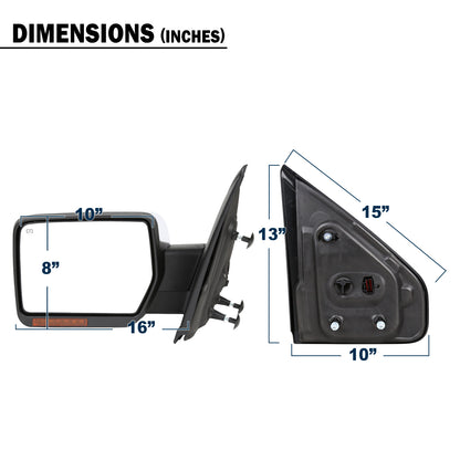 2007-2014 Ford F150 Foldable Side Mirrors Pair | Chrome Caps