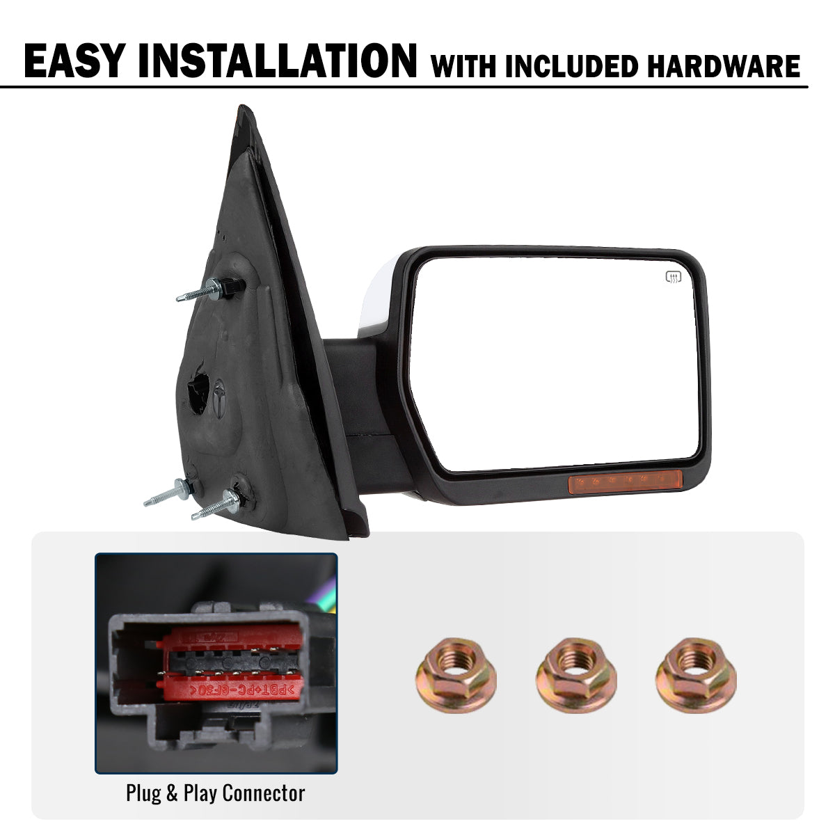 2007-2014 Ford F150 Foldable Side Mirror | Right Side | Chrome Caps