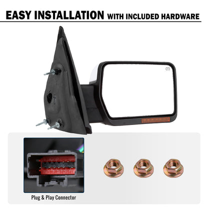 2007-2014 Ford F150 Foldable Side Mirror | Right Side | Chrome Caps