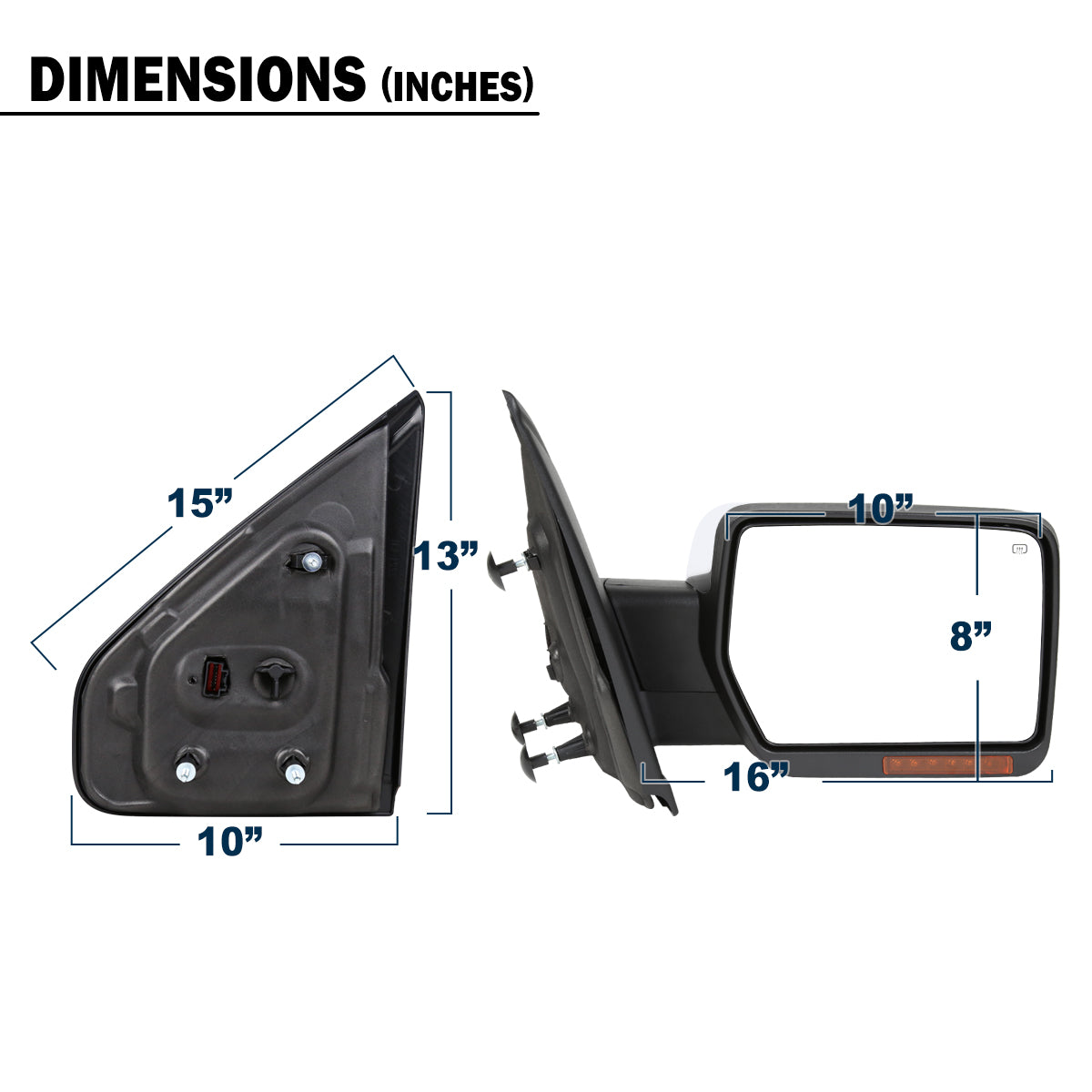 2007-2014 Ford F150 Foldable Side Mirror | Right Side | Chrome Caps