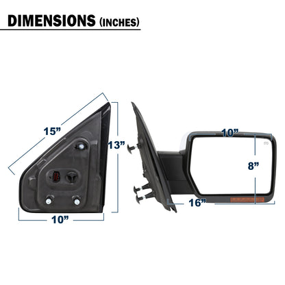 2007-2014 Ford F150 Foldable Side Mirror | Right Side | Chrome Caps