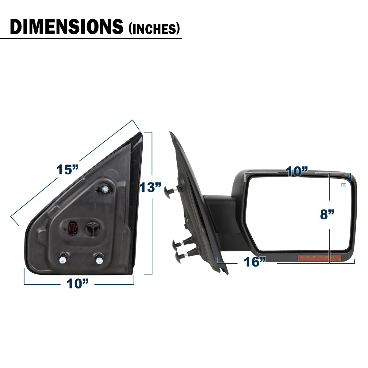 2007-2014 Ford F150 Foldable Side Mirror | Right Side | Black
