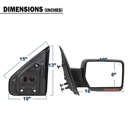 2007-2014 Ford F150 Foldable Side Mirror | Right Side | Black