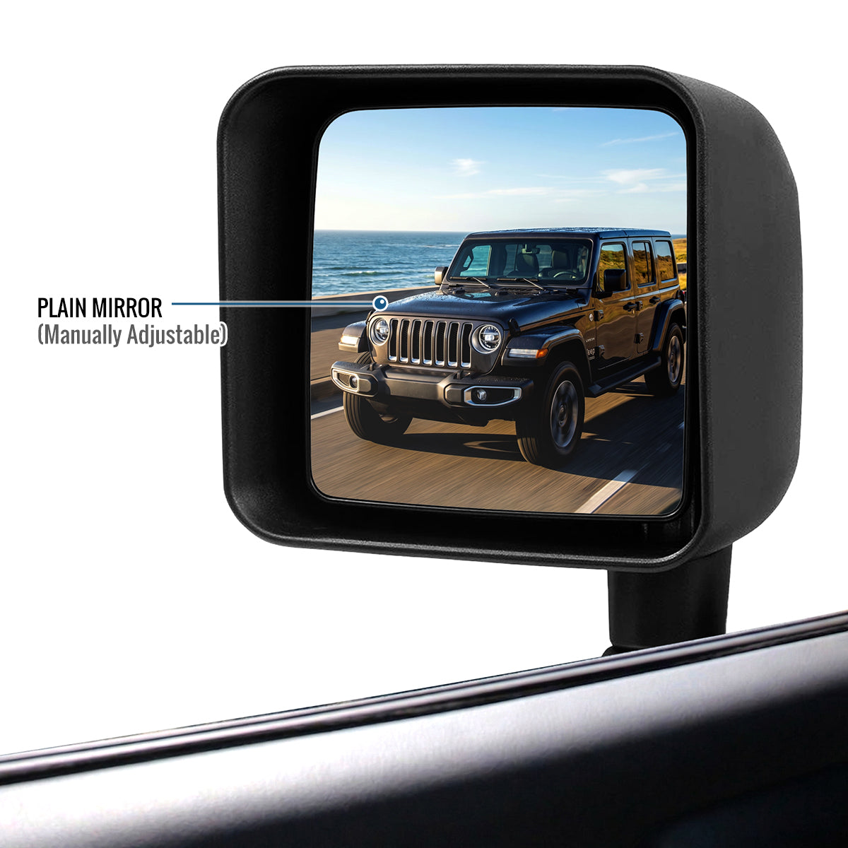 2007-2018 Jeep Wrangler Manual Fold Manually Adjustable Towing Mirrors Pair