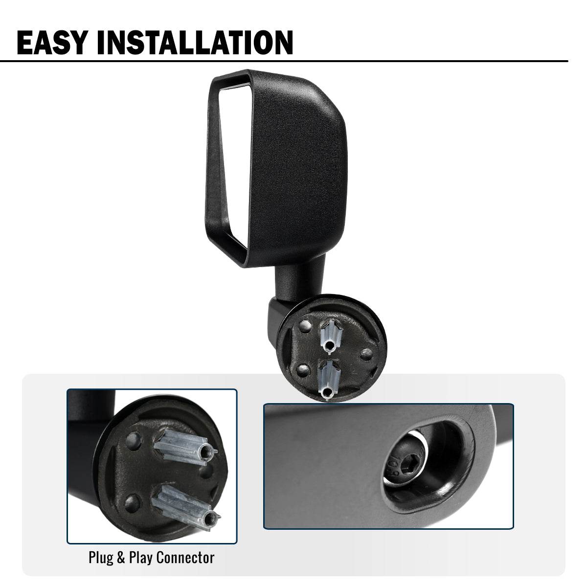 2007-2018 Jeep Wrangler Manual Fold Manually Adjustable Towing Mirrors Pair
