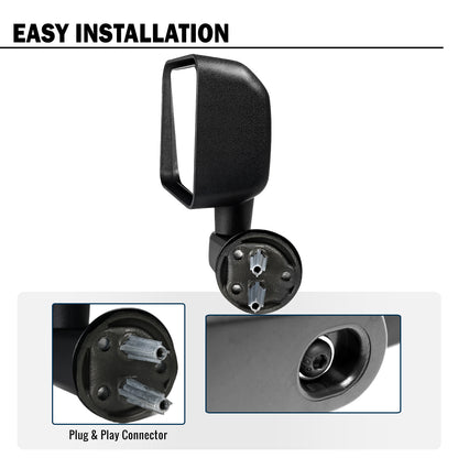 2007-2018 Jeep Wrangler Manual Fold Manually Adjustable Towing Mirrors Pair
