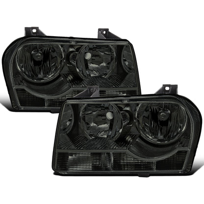Ronnin - Fits 2005-2010 Chrysler 300 Factory Replacement Halogen Headlights Assembly Pair | Smoke