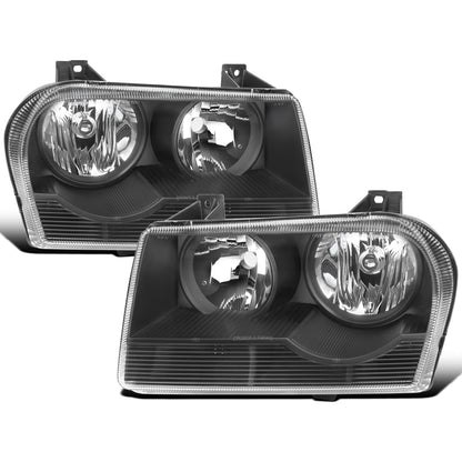Ronnin - Fits 2005-2010 Chrysler 300 Factory Replacement Halogen Headlights Assembly Pair | Black
