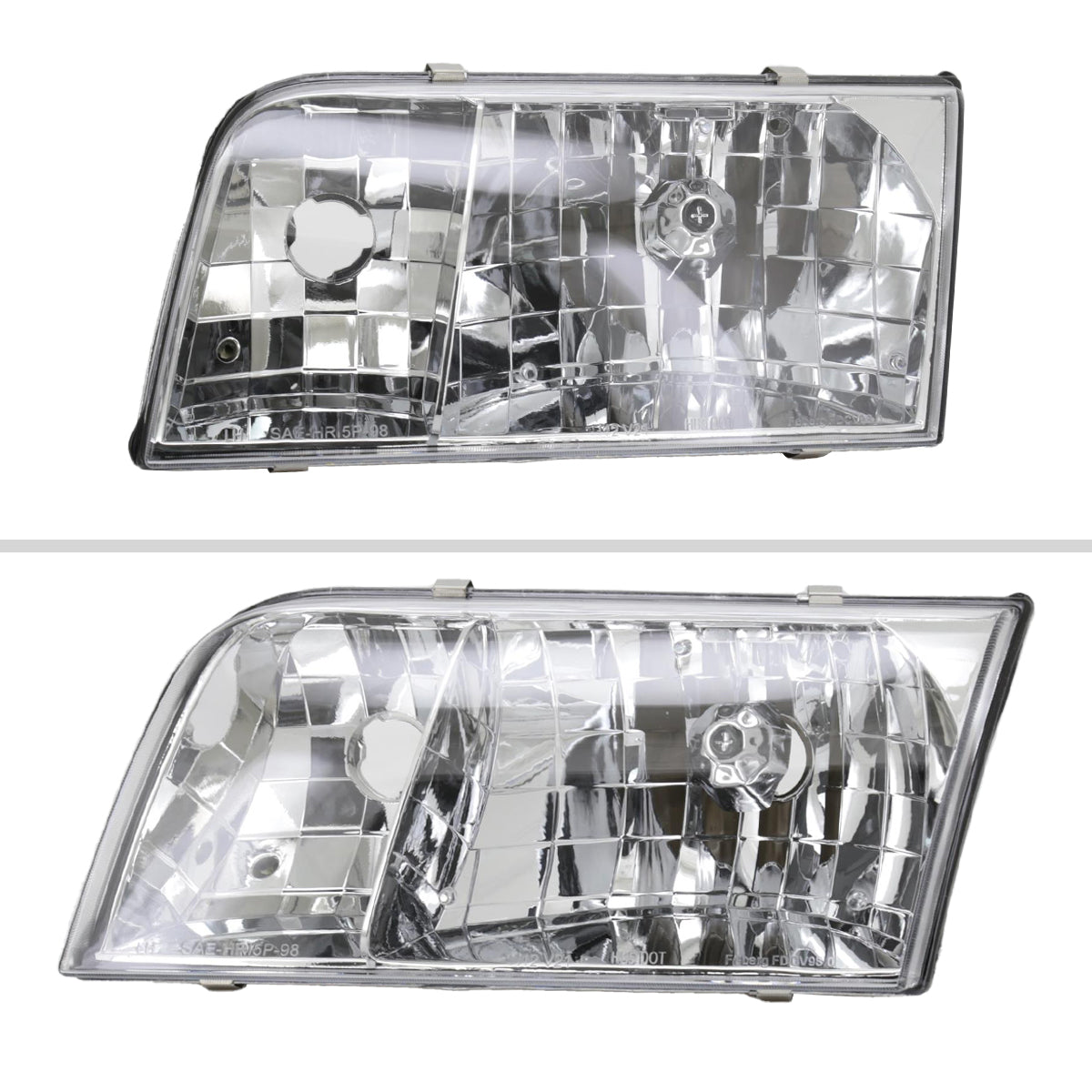 Ronnin - Compatible con Ford Crown Victoria 1998-2011 | Par de Conjuntos de Faros Delanteros Halógenos de Reemplazo | Cromado