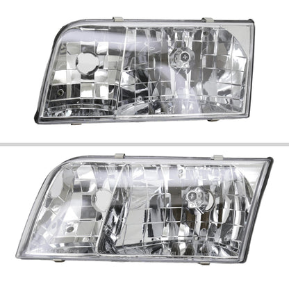 Ronnin - Compatible con Ford Crown Victoria 1998-2011 | Par de Conjuntos de Faros Delanteros Halógenos de Reemplazo | Cromado