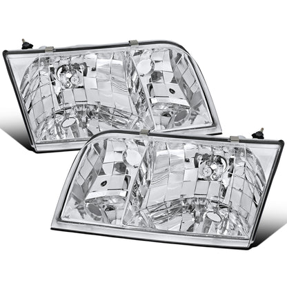 Ronnin - Compatible con Ford Crown Victoria 1998-2011 | Par de Conjuntos de Faros Delanteros Halógenos de Reemplazo | Cromado