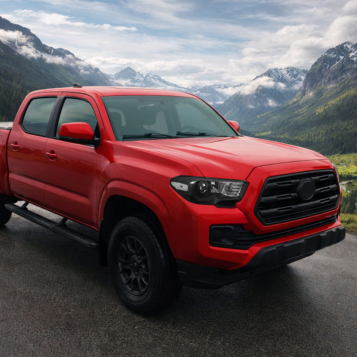 Ronnin - Conjunto de faros delanteros halógenos con proyector de reflector transparente para Toyota Tacoma 2016-2023, par de repuesto | Negro