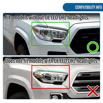 Ronnin - Conjunto de faros delanteros halógenos con proyector de reflector transparente para Toyota Tacoma 2016-2023, par de repuesto | Negro