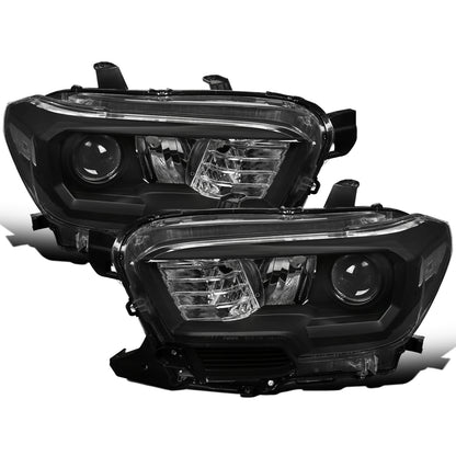 Ronnin - Conjunto de faros delanteros halógenos con proyector de reflector transparente para Toyota Tacoma 2016-2023, par de repuesto | Negro