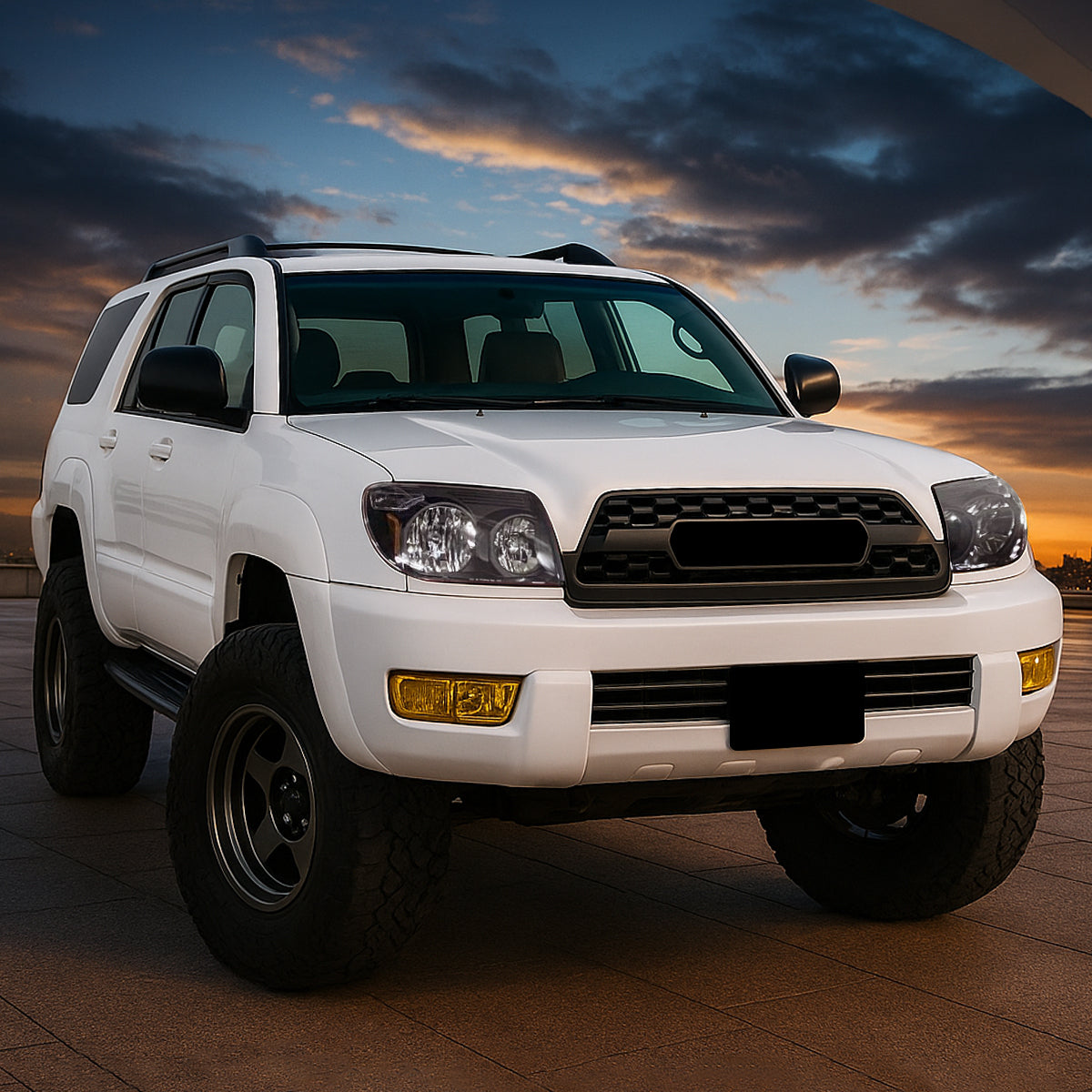 Ronnin - Faros delanteros de repuesto de fábrica para Toyota 4Runner 2003-2005, par, color negro
