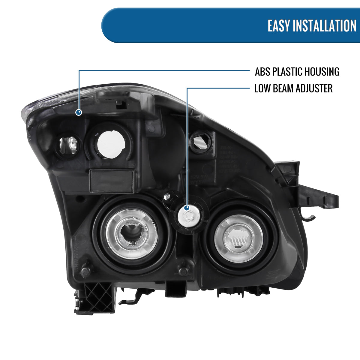 Ronnin - Fits 2010-2012 Nissan Altima Sedan Factory Replacement Halogen Headlights Assembly Pair | Chrome | Driver Side