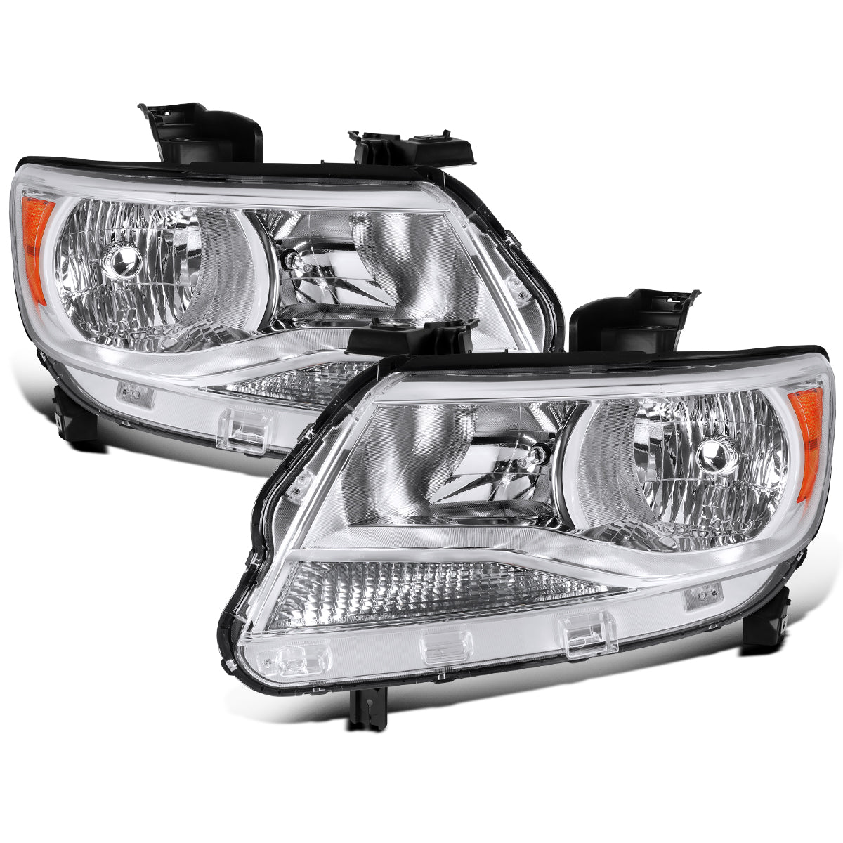 Ronnin - Se adapta a Chevy Colorado 2015-2022 | Par de ensamblaje de faros delanteros halógenos de repuesto | Cromado