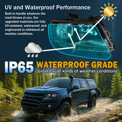 Ronnin - Compatible con Chevy Colorado 2015-2022 | Par de faros halógenos de repuesto | Negro