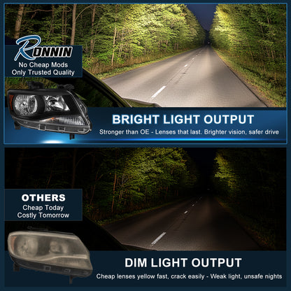 Ronnin - Compatible con Chevy Colorado 2015-2022 | Par de faros halógenos de repuesto | Negro