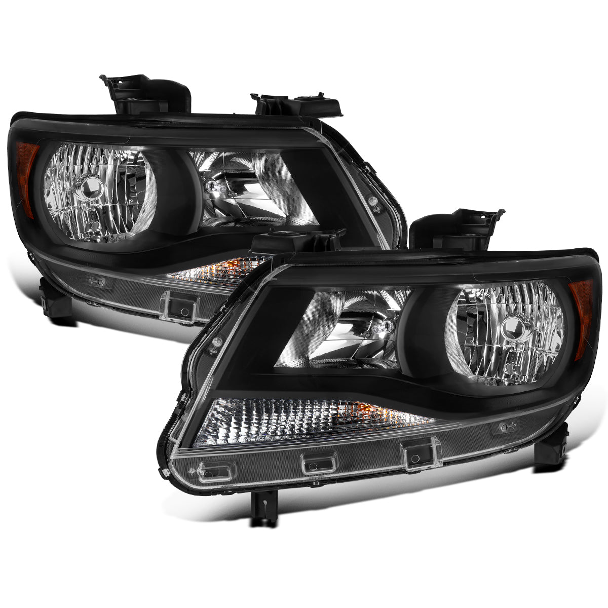 Ronnin - Compatible con Chevy Colorado 2015-2022 | Par de faros halógenos de repuesto | Negro