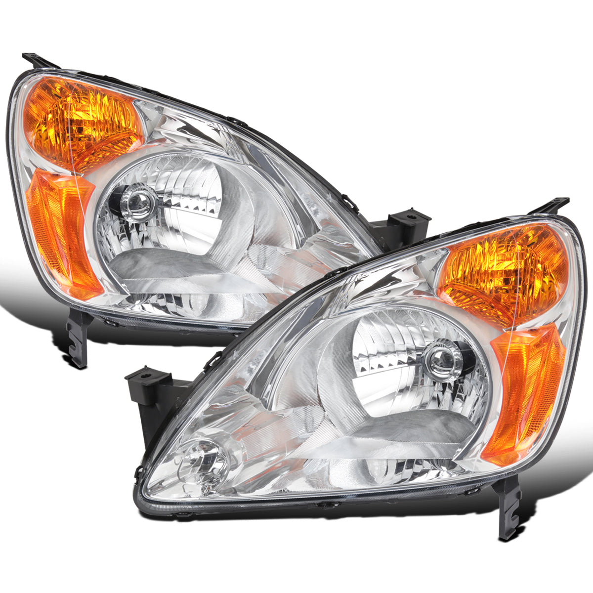 2002-2004 Honda CR-V  Replacement Halogen Headlights Assembly Pair | Chrome