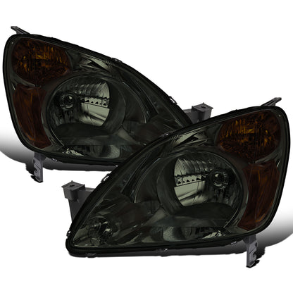 Ronnin - Compatible con Honda CR-V 2002-2004 Par de Conjuntos de Faros Delanteros de Halógeno de Repuesto | Ahumado