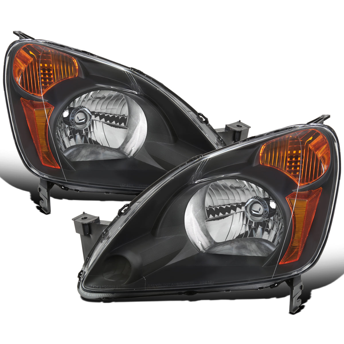 Ronnin - Faros delanteros halógenos de repuesto para Honda CR-V 2002-2004 | Par | Negro
