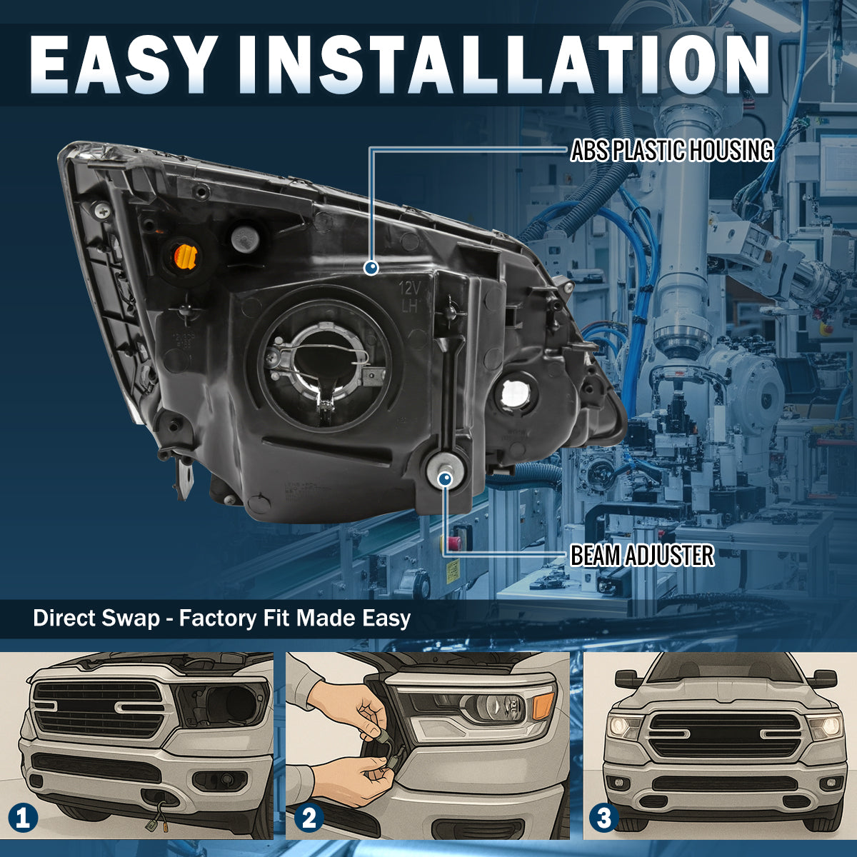 Ronnin - Conjunto de faros halógenos de reemplazo de fábrica para Honda CR-V 2007-2011 (Par) | Cromo
