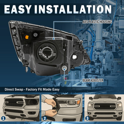 Ronnin - Conjunto de faros halógenos de reemplazo de fábrica para Honda CR-V 2007-2011 (Par) | Cromo