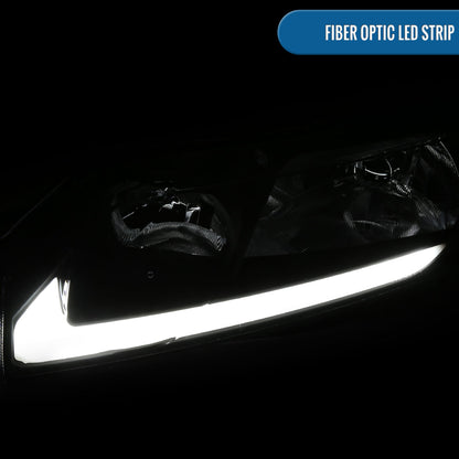 Ronnin - Fits 2006-2011 Honda Civic 4-Door Sedan LED Tube Running Lights Headlights Replacement Assembly Pair | Black