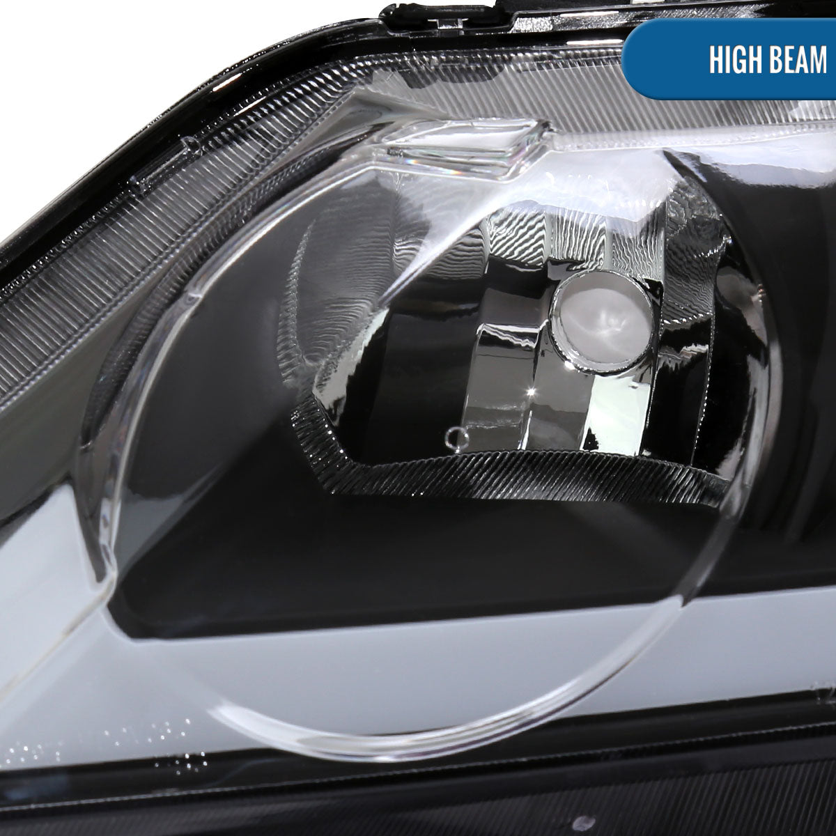 Ronnin - Fits 2006-2011 Honda Civic 4-Door Sedan LED Tube Running Lights Headlights Replacement Assembly Pair | Black