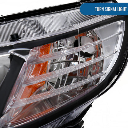 Ronnin - Fits 2006-2011 Honda Civic 4-Door Sedan LED Tube Running Lights Headlights Replacement Assembly Pair | Black