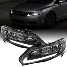 Ronnin - Fits 2006-2011 Honda Civic 4-Door Sedan LED Tube Running Lights Headlights Replacement Assembly Pair | Black