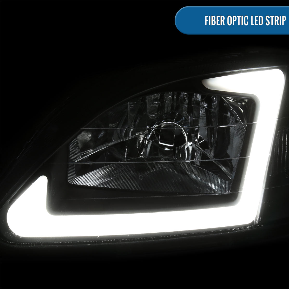 Ronnin - Fits 1999-2000 Honda Civic Upgraded LED Tube Running Lights Headlights Replacement Assembly Pair | Black