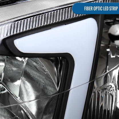 Ronnin - Fits 1999-2000 Honda Civic Upgraded LED Tube Running Lights Headlights Replacement Assembly Pair | Black