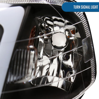 Ronnin - Fits 1999-2000 Honda Civic Upgraded LED Tube Running Lights Headlights Replacement Assembly Pair | Black