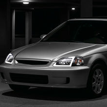 Ronnin - Fits 1999-2000 Honda Civic Upgraded LED Tube Running Lights Headlights Replacement Assembly Pair | Black