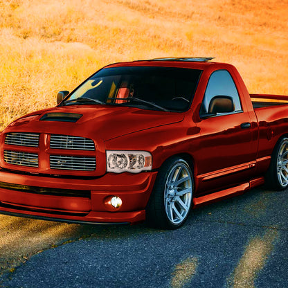 Ronnin - Compatible con Dodge Ram 1500 2500 3500 2002-2005, conjunto de faros delanteros con luces de circulación diurna LED de tubo mejoradas, par de repuesto | Cromado