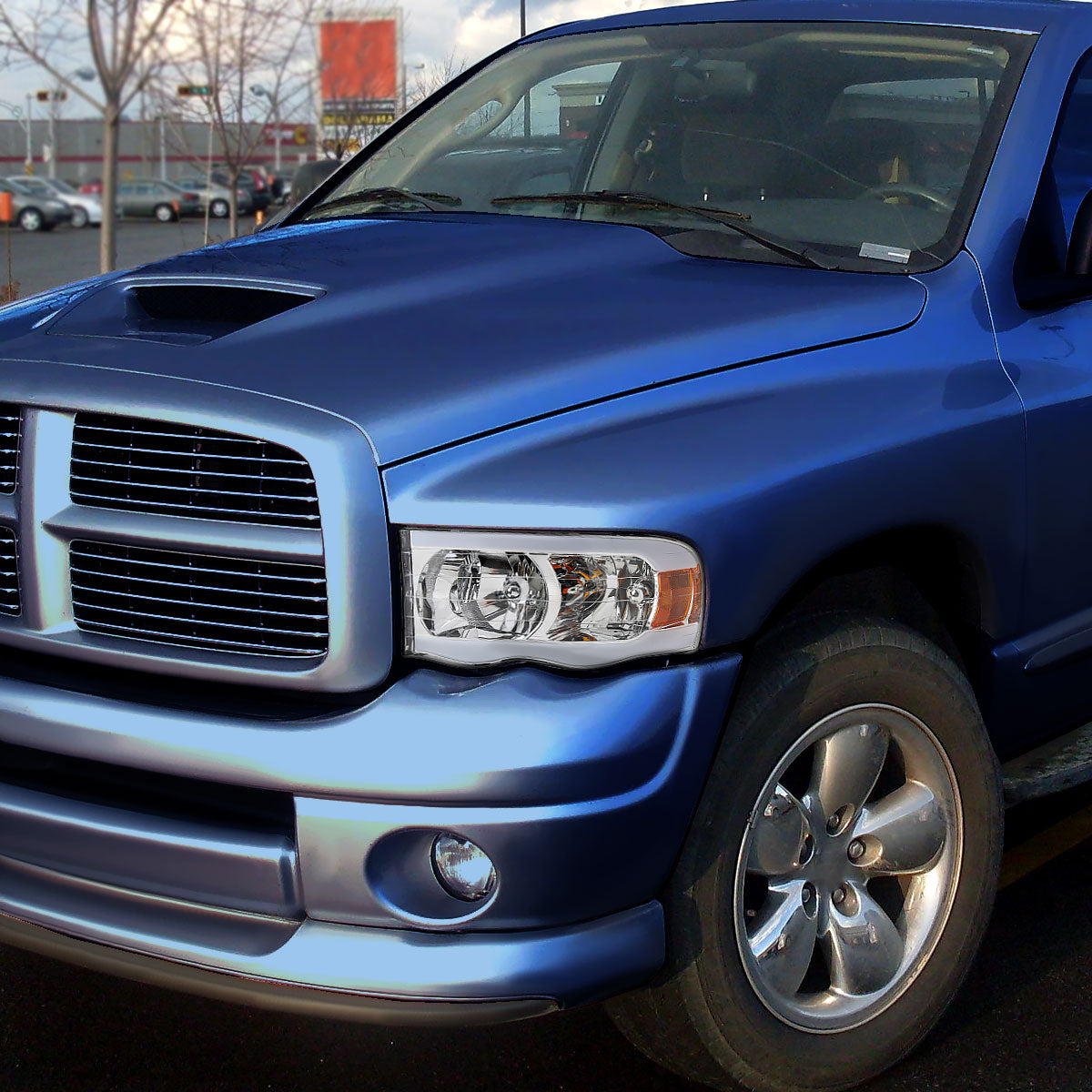 Ronnin - Compatible con Dodge Ram 1500 2500 3500 2002-2005, conjunto de faros delanteros con luces de circulación diurna LED de tubo mejoradas, par de repuesto | Cromado