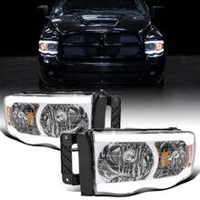 2002-2005 Dodge Ram 1500 2500 3500 Upgraded LED Tube Running Lights Headlights Replacement Assembly Pair | Chrome