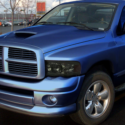 Ronnin - Compatible con Dodge Ram 1500 2500 3500 2002-2005, conjunto de reemplazo de faros delanteros con luces de circulación diurna LED tipo tubo mejoradas | Ahumado