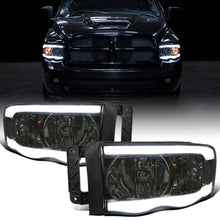 2002-2005 Dodge Ram 1500 2500 3500 Upgraded LED Tube Running Lights Headlights Replacement Assembly Pair | Smoke