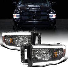 Ronnin - Fits 2002-2005 Dodge Ram 1500 2500 3500 Upgraded LED Tube Running Lights Headlights Replacement Assembly Pair | Black