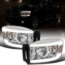 Ronnin - Fits 2006-2009 Dodge Ram 1500 2500 3500 Upgraded LED Tube Running Lights Headlights Replacement Assembly Pair | Chrome