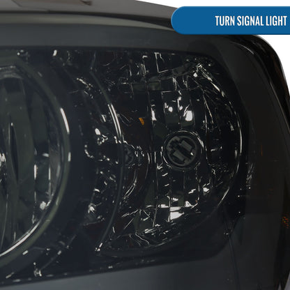 Ronnin - Fits 2006-2009 Dodge Ram 1500 2500 3500 Upgraded LED Tube Running Lights Headlights Replacement Assembly Pair | Smoke