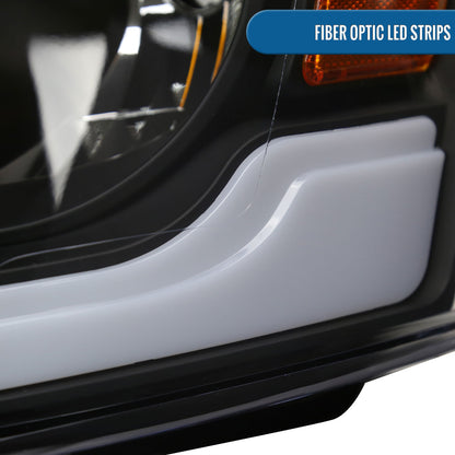 Ronnin - Fits 2006-2009 Dodge Ram 1500 2500 3500 Upgraded LED Tube Running Lights Headlights Replacement Assembly Pair | Black