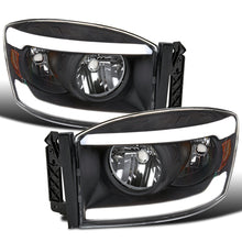 Ronnin - Fits 2006-2009 Dodge Ram 1500 2500 3500 Upgraded LED Tube Running Lights Headlights Replacement Assembly Pair | Black